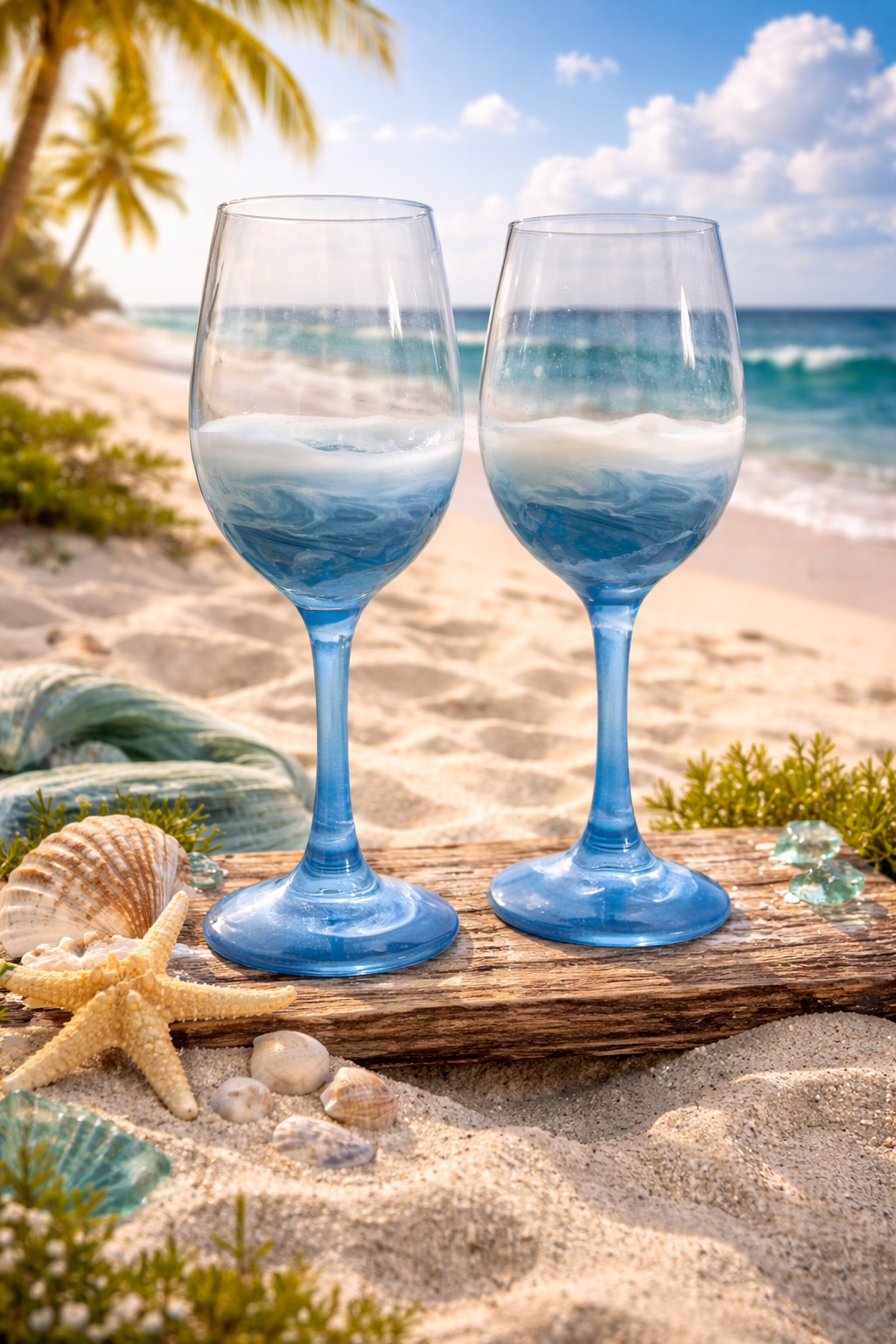 Ocean Waves Wine Glass