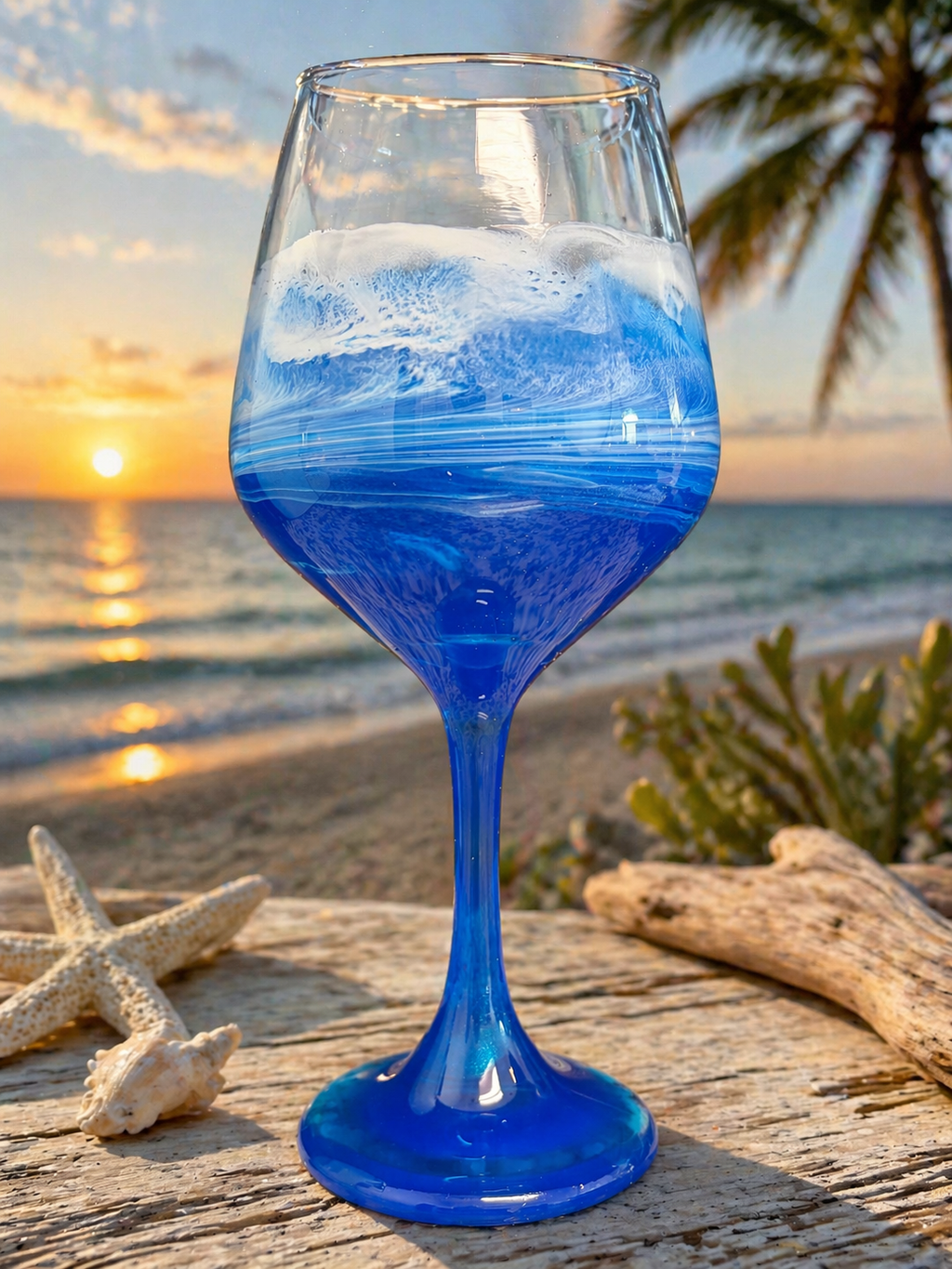 Ocean Waves Wine Glass
