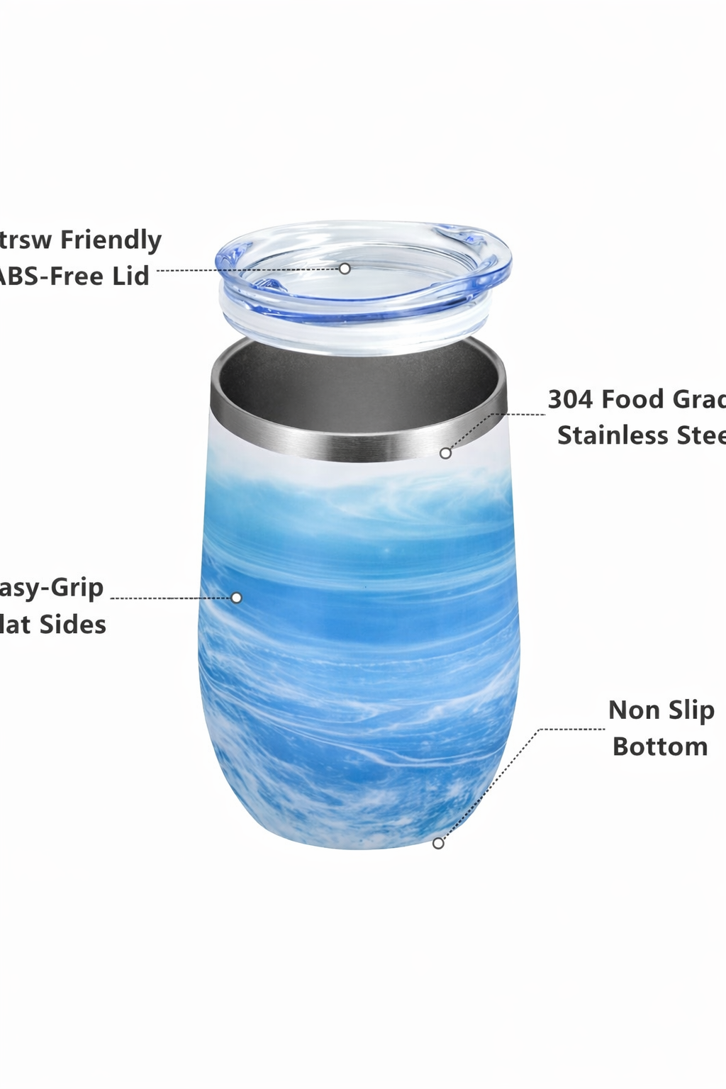 Ocean Inspired Coated Metal Tumbler w/ Lid, Straw & Cleaner