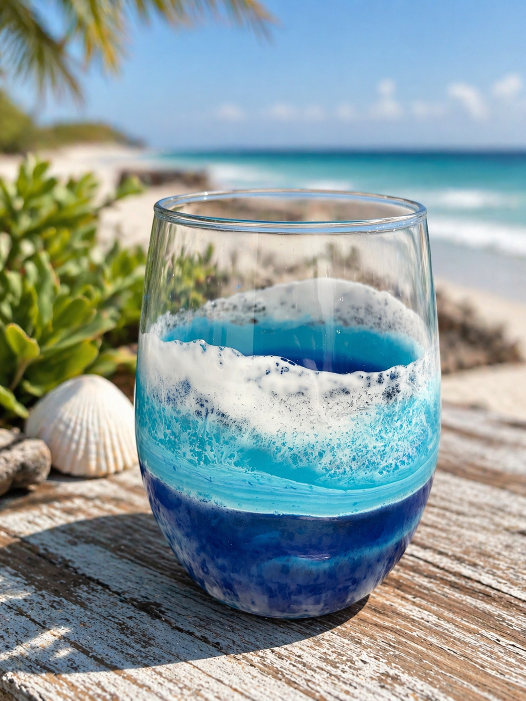 Handcrafted Resin Ocean Inspired Stemless Wine Glass