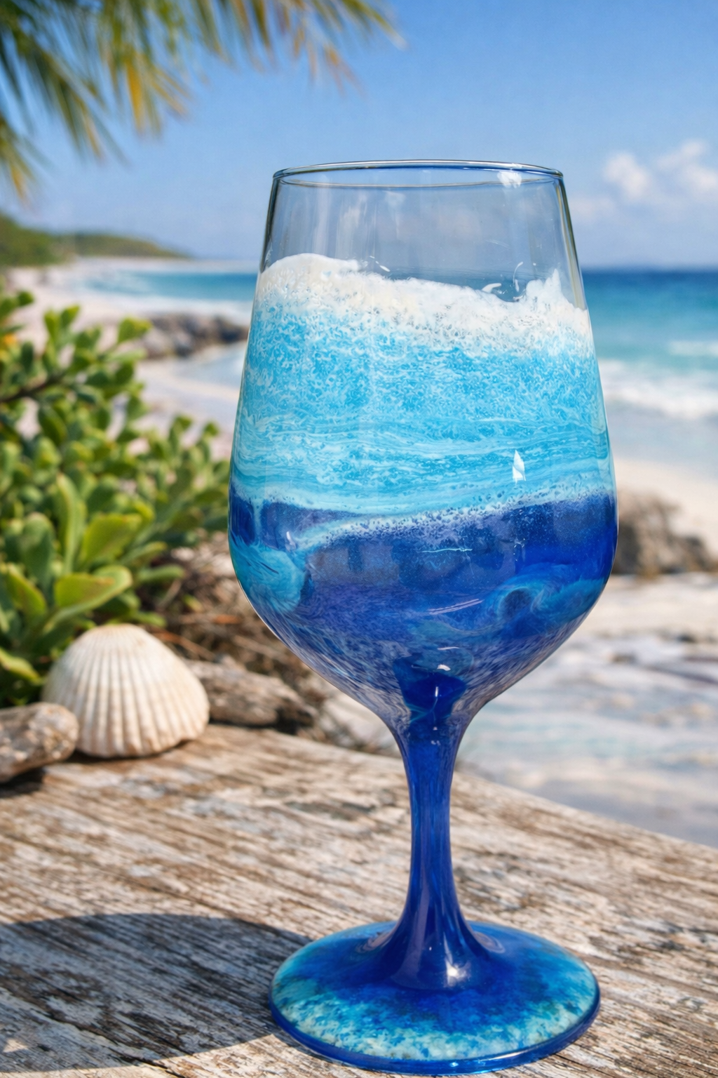 Ocean Waves Wine Glass