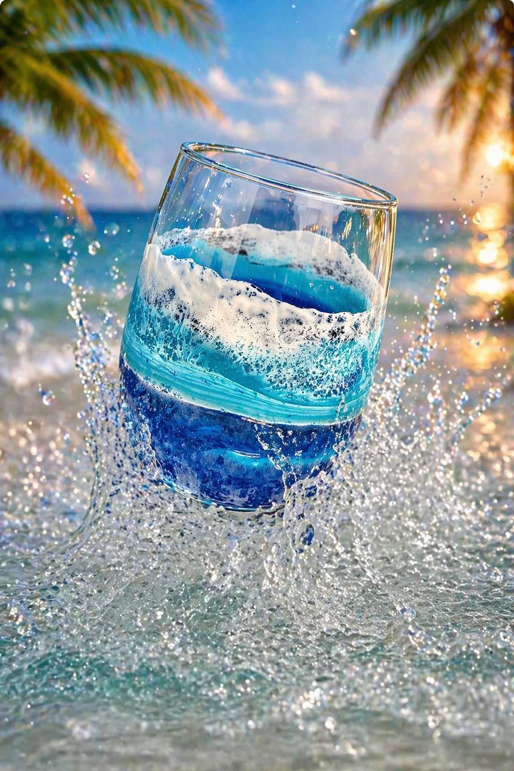 Handcrafted Resin Ocean Inspired Stemless Wine Glass